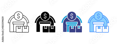 Warehouse icon set multiple style collection