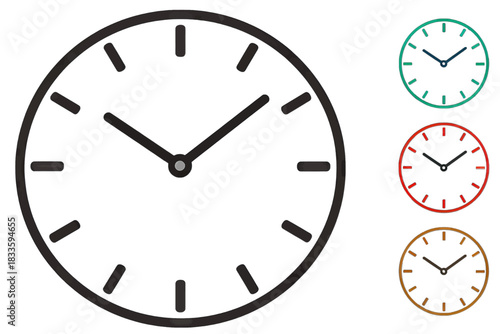Minimalist Clock Design Vector Illustration Set