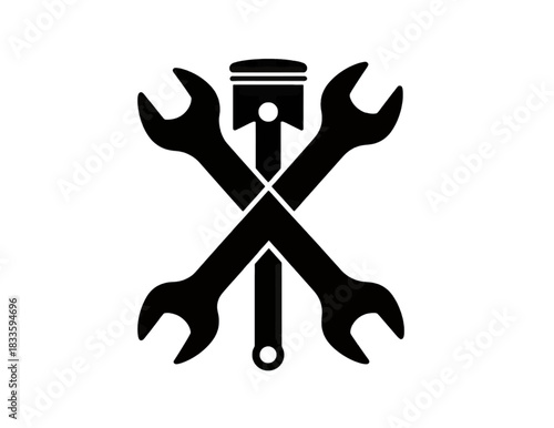 Minimalist Crossed Wrenches and Piston Icon