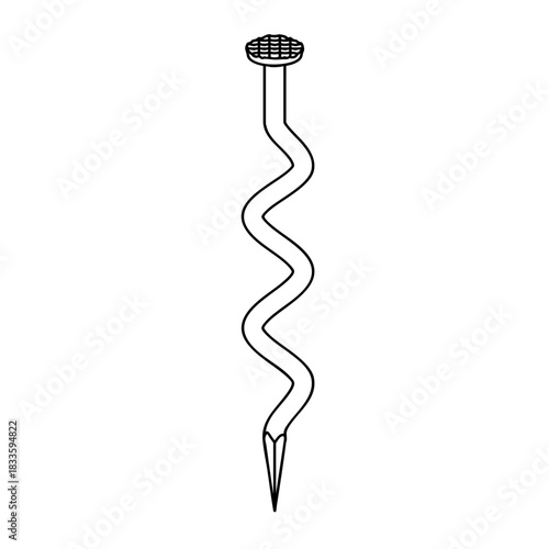 Outline for Coloring of Nail Stainless Steel and Iron Pins. Construction and Wooden Work Equipment. Vector Illustration.