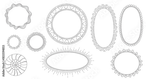 Collection of Ornate Frames - Circular, Oval, and Decorative Designs.