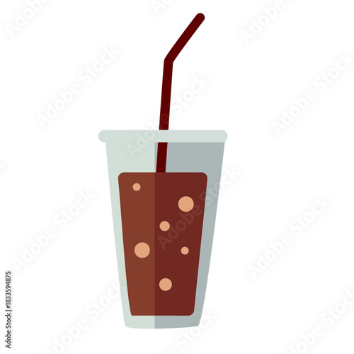 A glass of soda with bubbles and a straw, perfect for beverage illustrations, food and drink themes, menu designs, lifestyle graphics, and refreshment-related visual materials.