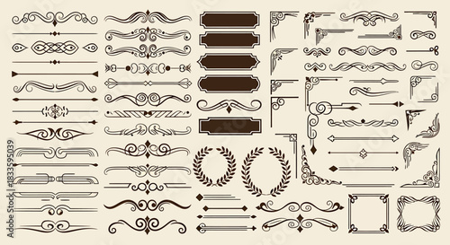 Collection of Vintage Decorative Elements for Design and Decoration.