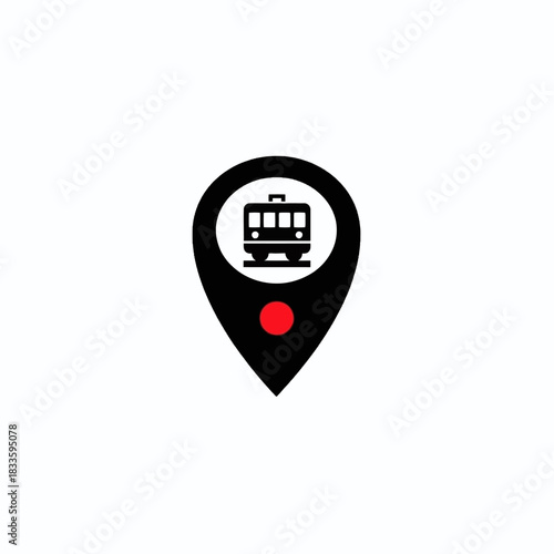 Train, MRT, LRT, Tram Location Pin Icon. map pointer icons