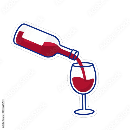 Red Wine Bottle Pouring into Glass Icon