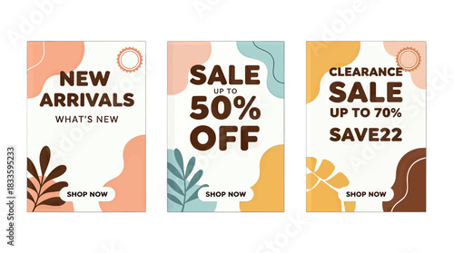 Retro Style Online Shopping Banner Templates Set