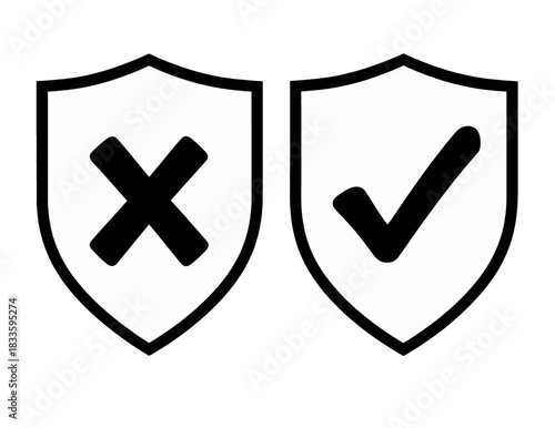 Free Download Security Shield Icons with Check and Cross Symbols - GFXLoad