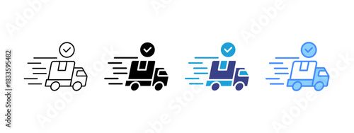 Fast Delivery icon set multiple style collection