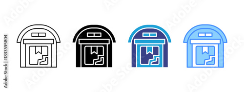 Warehouse icon set multiple style collection
