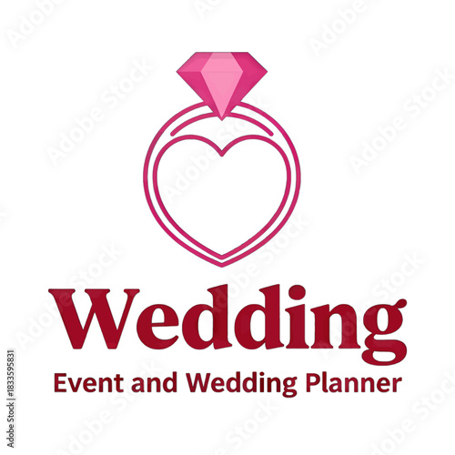 Wedding Planner Logo with Diamond Ring and Heart Design