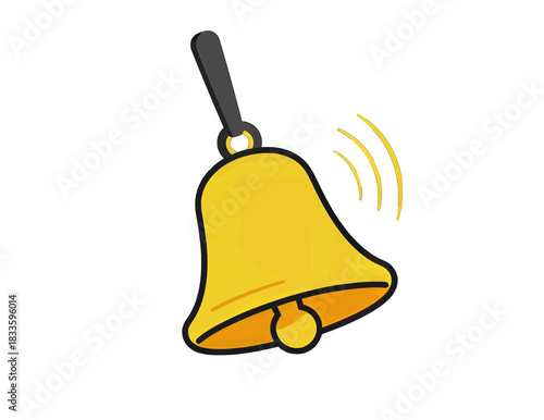 Yellow Bell Icon with Ringing Sound Waves
