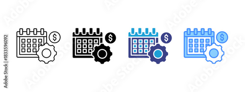 Fiscal  icon set multiple style collection