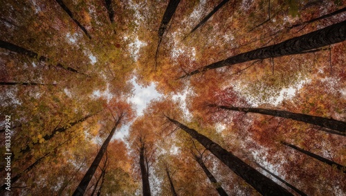 Looking Up Through Autumn Trees - A Canopy of Colors.