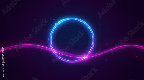 Abstract Glowing Circle and Wave Design for Modern Technology Backgrounds and Presentations
