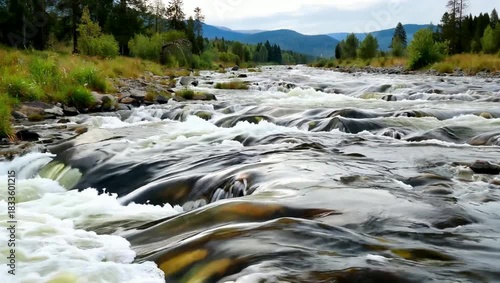 Wallpaper Mural Scenic River Rapids Flowing Through a Lush Forest Landscape. Torontodigital.ca