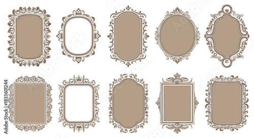 Collection of Ornate Vintage Frames for Decorative Design.