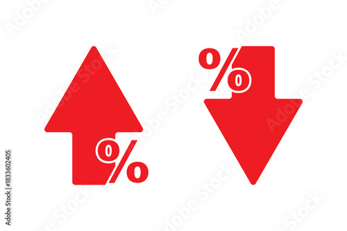 Percent arrow up and down icon isolated on white background. Percentage growth and decline sign symbol