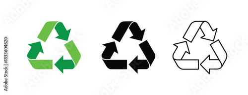 Recycle Icon Set with Environmental Symbols. Vector Illustration.