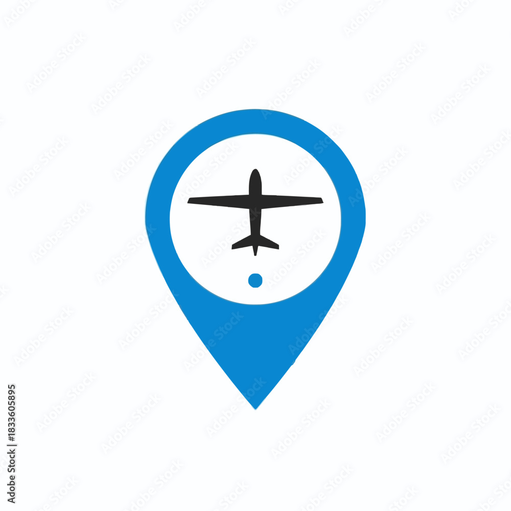 Fototapeta premium Airport Location Pin Icon Map Marker