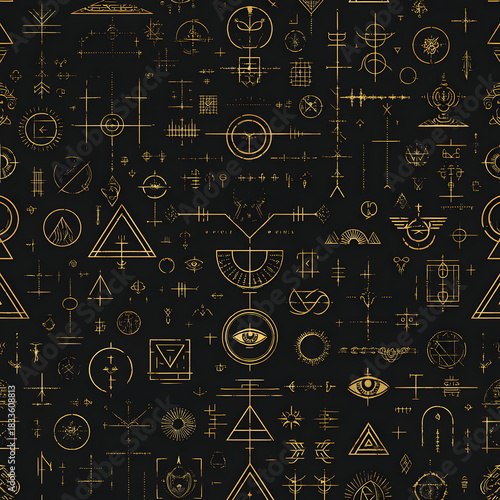 Alchemy Symbols Seamless Pattern