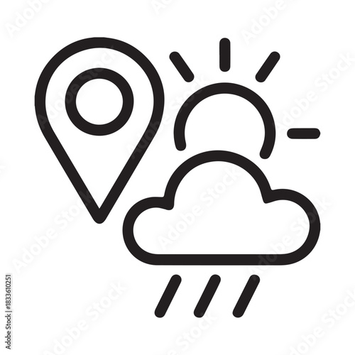 Location pin and weather forecast icon