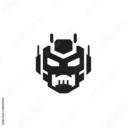 Stylized black icon of antman helmet vector template design