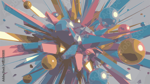 Fototapeta Naklejka Na Ścianę i Meble -  abstract 3d technology brain background vector illustration design colorful pattern