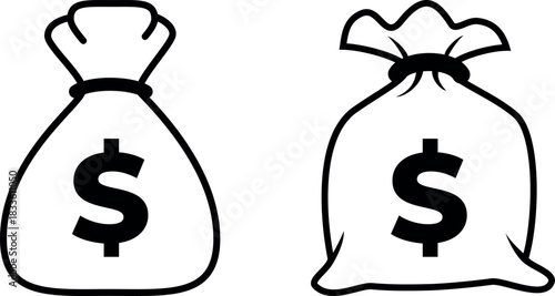 dollar bag line art silhouette vector illustration