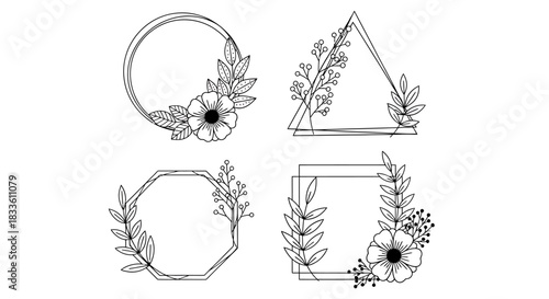 Elegant Floral Frame Collection - Circle, Triangle, Octagon, Square.