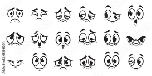 Collection of cartoon faces expressing various emotions