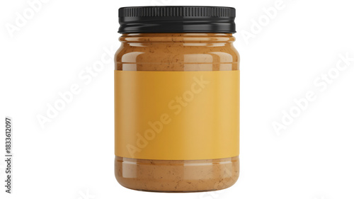 Delicious peanut butter jar with blank label, ready for your design