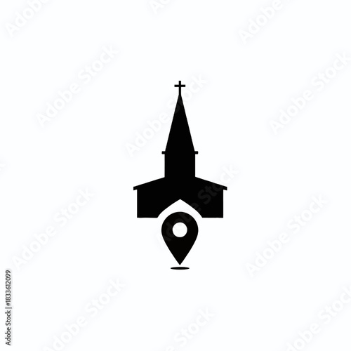 Church Location Pin Icon, map pointer icons	
