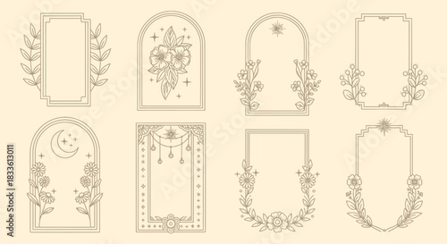 Elegant Frames with Floral and Celestial Motifs for Invitations.