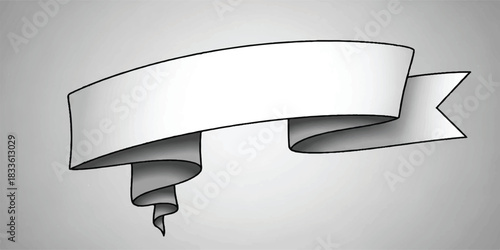 A clean and simple ribbon banner illustration with smooth folded shapes and solid color styling