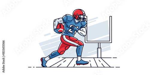 A clean minimalist digital illustration of an American football with bold lines and solid color design