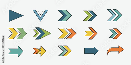 A modern arrow illustration with clean geometric lines and solid color design