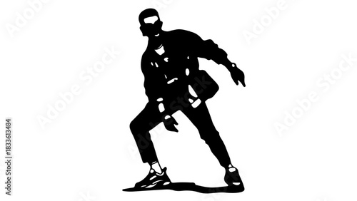 Stylish Young Man in Urban Streetwear Outfit with Cross-Body Bag, Sunglasses, and Sneakers