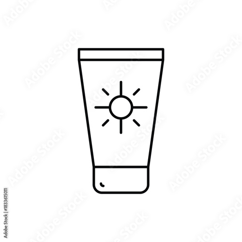SPF 50 Sunscreen Tube Icon. Sun Protection Cream Vector Illustration.