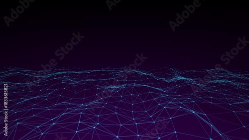 Wavy Digital Landscape Grid on Dark Purple Backdrop