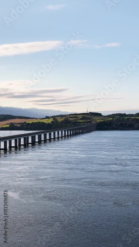Wallpaper Mural Aerial Pan Over Tay Road Bridge at Sunset, Dundee Torontodigital.ca
