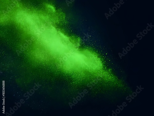 Fluorescent green glow spreading on dark background, clean top-left corner for typography