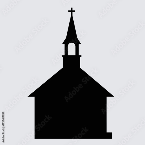 Church Silhouette Icon on White Background