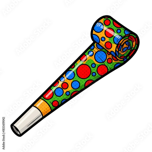 Get the party started with this vibrant party horn, perfect for celebrations, birthdays, and festive occasions, bringing joy and colorful fun to every event