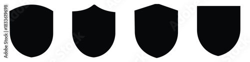 Black line shield icon set in vintage style. Protect shield security icons. set of shields. 
