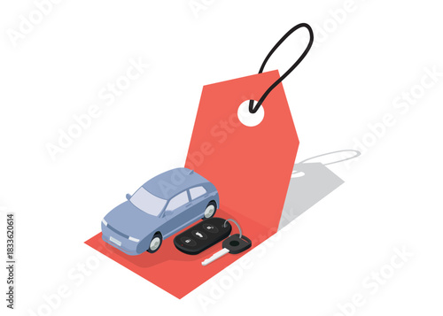 Vehicles available for purchase or vehicle sales stock illustration.