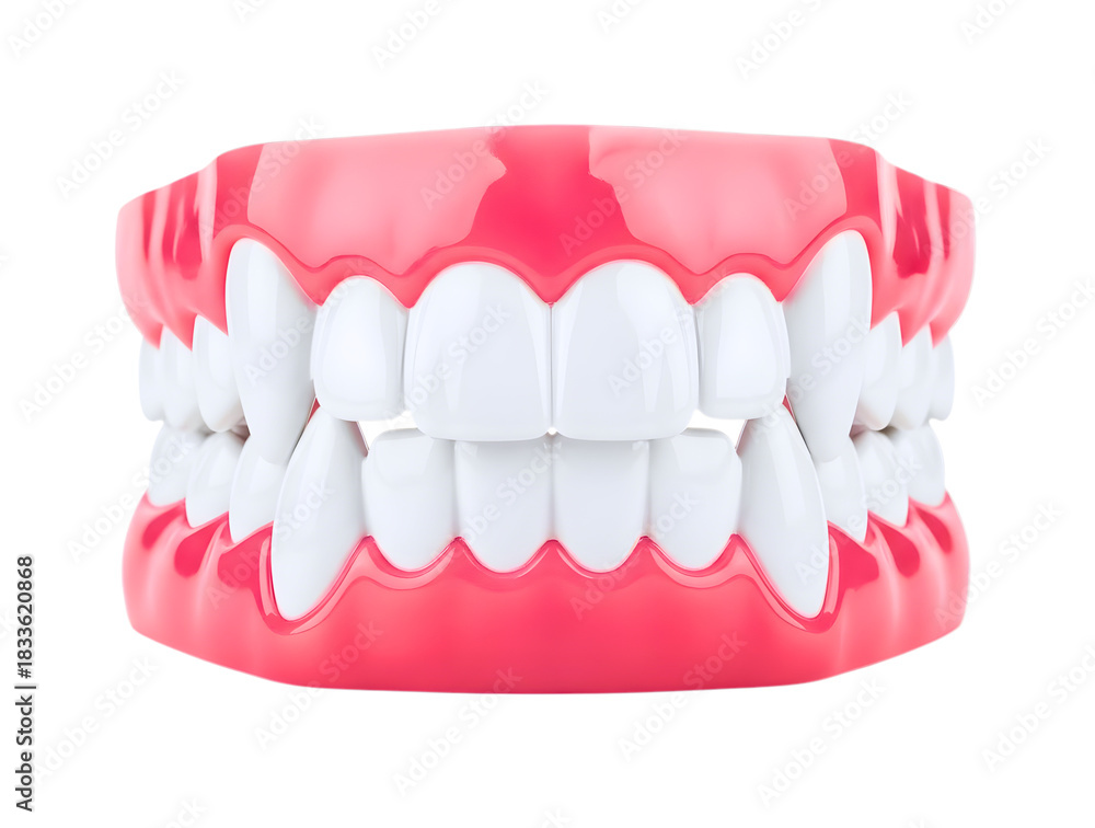 Obraz premium Realistic human teeth and gums model isolated on transparent background