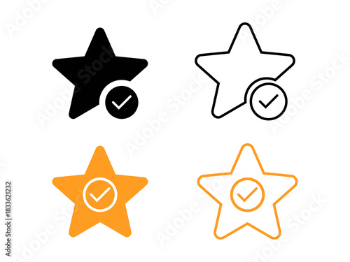 set of distinctive star feature icons in black and gold