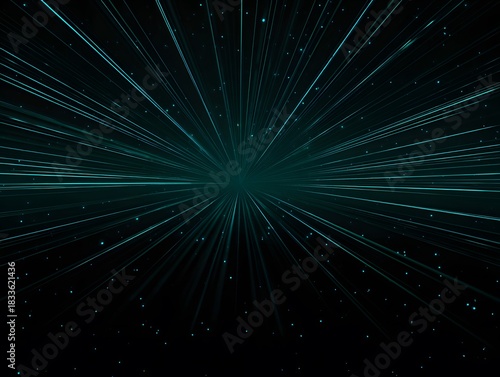 Radiant aqua lines glowing outward, space above free for text