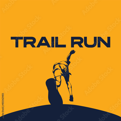 ultra trail running illustration image for logo vector