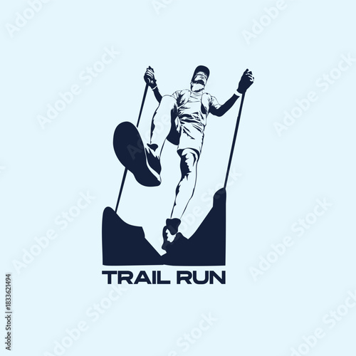 ultra trail running illustration image for logo vector